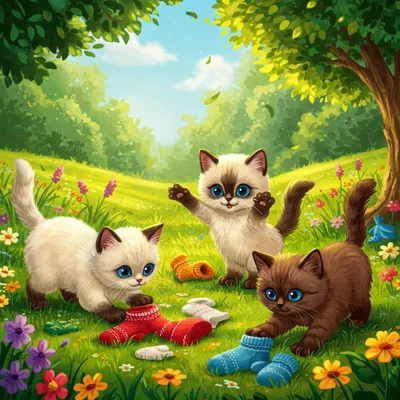Three Little Kittens Illustration