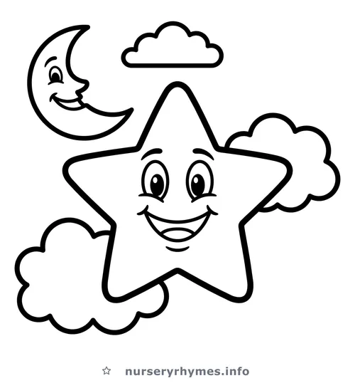 Twinkle, Twinkle Little Star coloring page to print