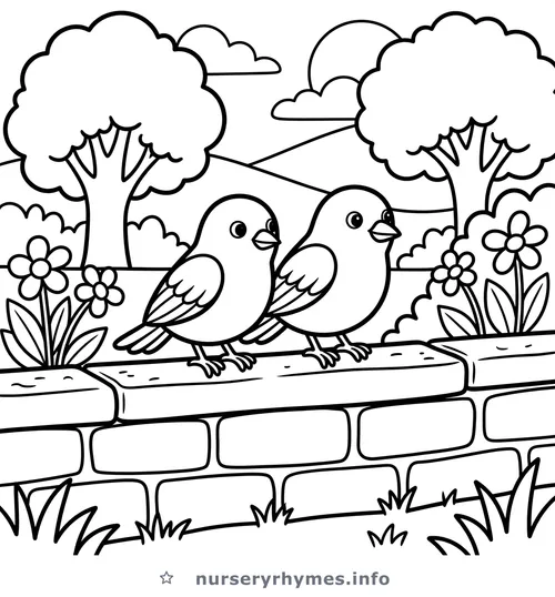 Two Little Dickie Birds coloring page to print